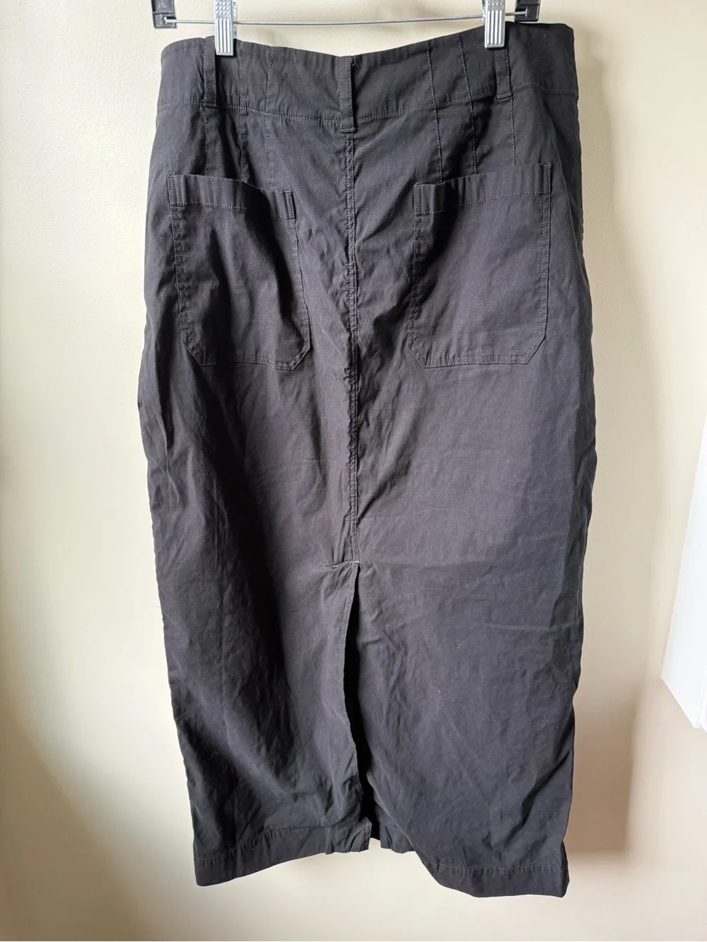 MAEVE Anthropologie Colette Maxi Skirt Black Career Linen Blend Patch Pockets XL